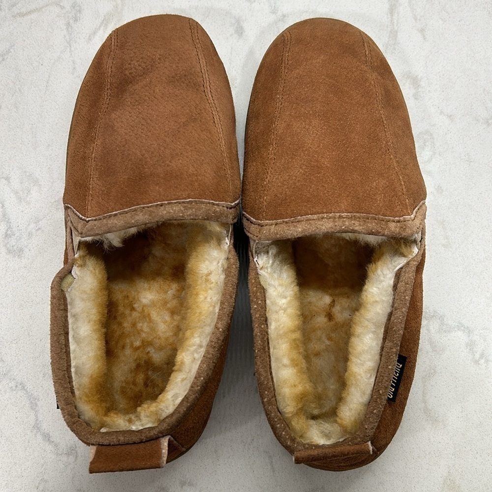 Romeo Genuine Shearling Leather OLD FRIEND Men’s Size 9 Slippers Chestnut - Picture 5 of 16